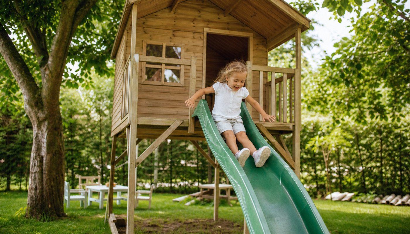 Général - Cabane avec toboggan pour enfant
